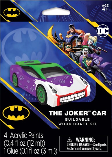 MasterPieces; Works of Ahhh Craft Set - Batman Mini Joker Car Buildable Wood Craft Set; Category:Craft Kits; Image:1